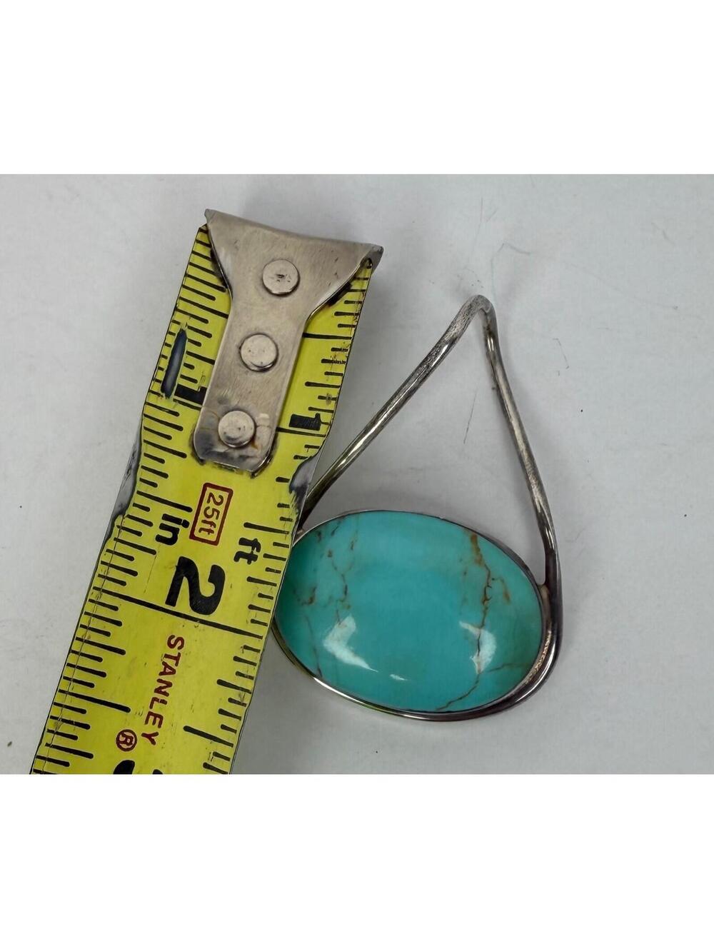 Vintage Taxco Mexico Pendant Sterling Silver Teal Turquoise TC-75 - Picture 11 of 14